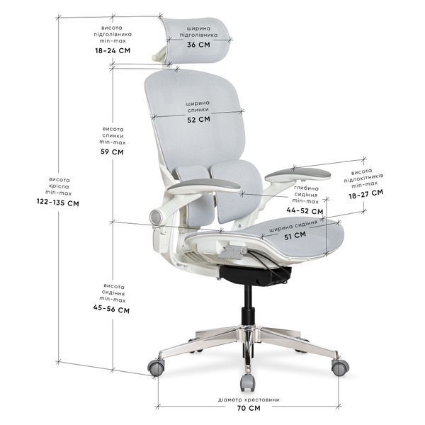 Крісло Mealux S202 Air Grey Сітка Сіра 600126 HF-S202 M/G  фото