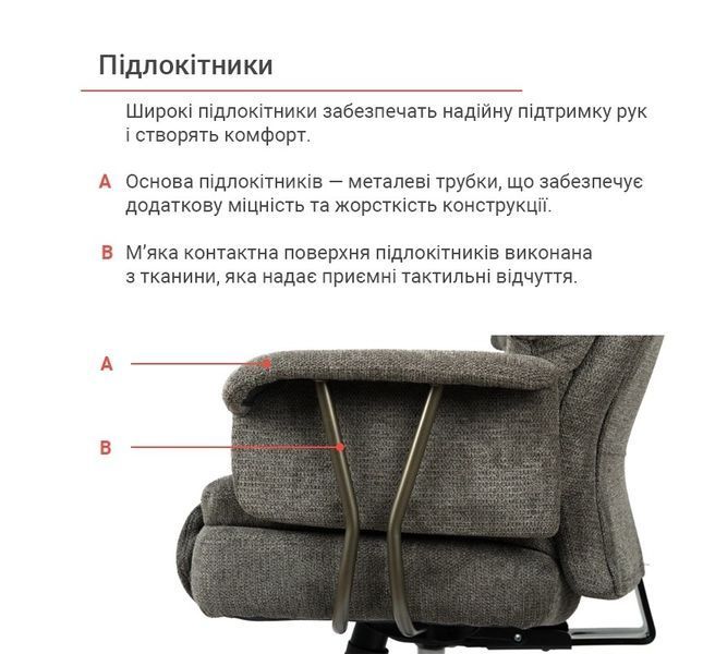 Крісло Гетьман (Hetʹman) Synchro, Тканина темно-сіра 2293 фото