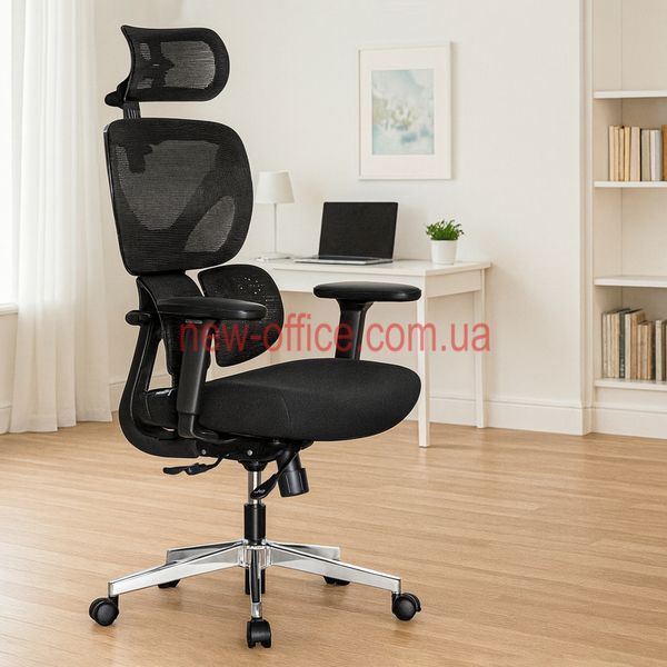 Крісло Mealux D1 Duo Air Fabric Black Сітка-Тканина Чорна 600114 HF-D1 Duo F/B фото