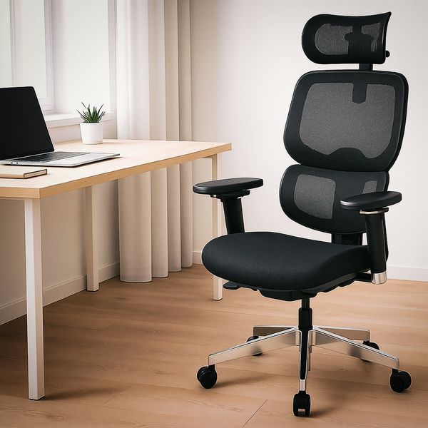 Крісло Mealux D2 Air Fabric Black Сітка-Тканина Чорна 600117 HF-D2 F/B фото