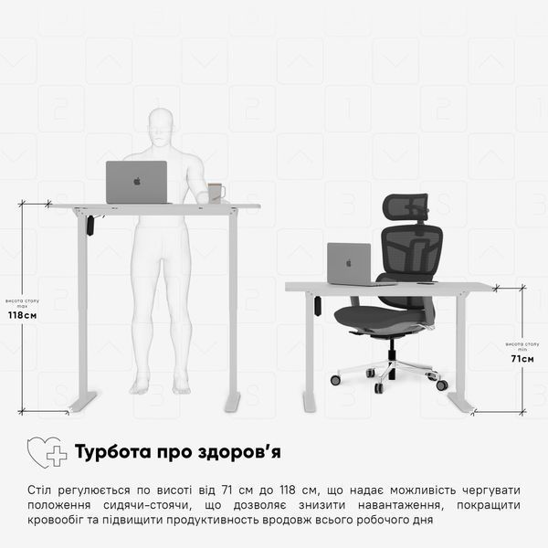 Стілз електрорегулюванням висоти Mealux PowerDesk Lite (1200*600) White 600200 EVO-201 Lite W/W фото