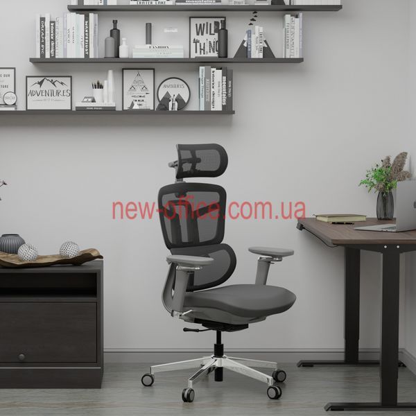 Крісло Mealux S4 Air Fabric Grey Сітка-Тканина Сіра 600128 HF-S4 F/G фото