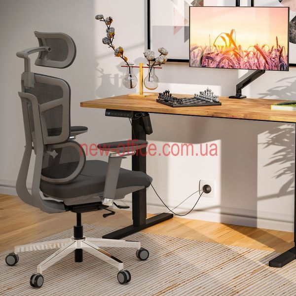 Крісло Mealux S4 Air Fabric Grey Сітка-Тканина Сіра 600128 HF-S4 F/G фото