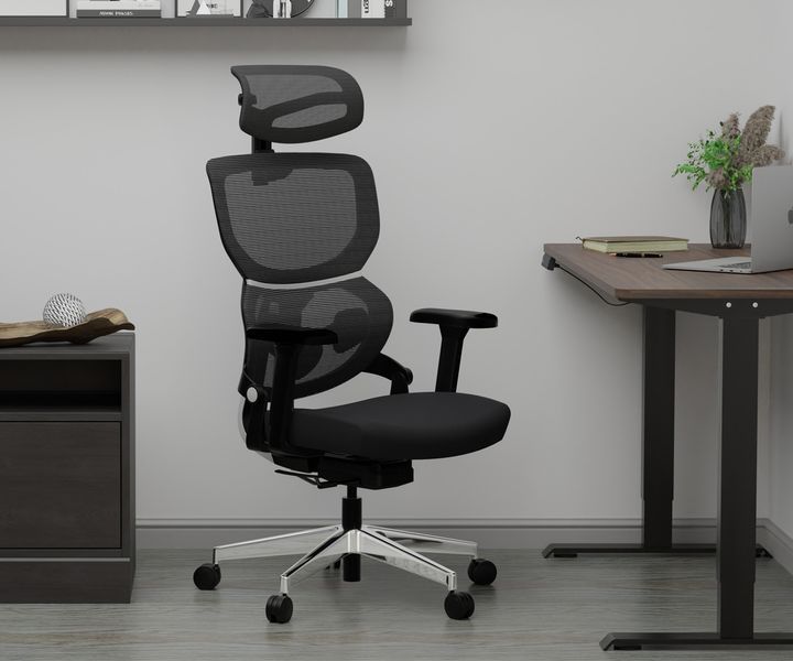 Крісло Mealux Q3 Air Fabric Black Сітка-Тканина Чорна 600116 HF-Q3 F/B фото