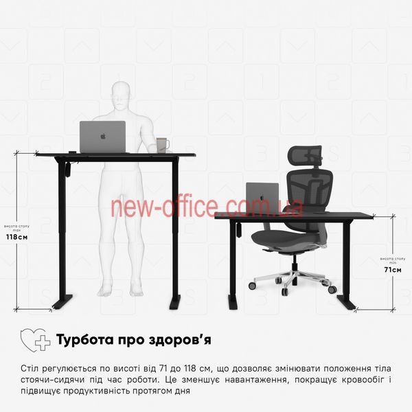 Стіл з електро регулюванням висоти Mealux PowerDesk Energy (1200*600) Black 600202 EVO-201 Energy B/B фото