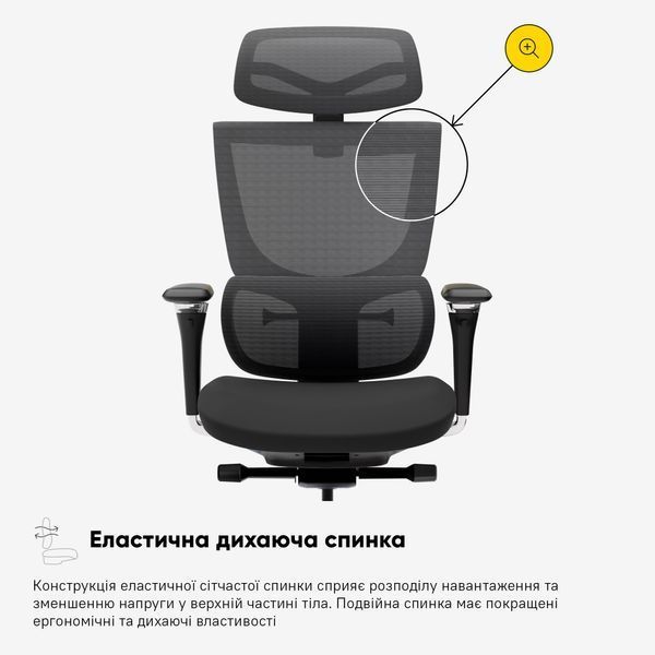 Крісло Mealux S8 Air Fabric Black Сітка-Тканина Чорна 600101 HF-S8P F/B фото