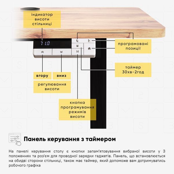 Стіл з електро регулюванням висоти Mealux PowerDesk Energy (1200*600) Mahogany 600202 EVO-201 Energy Mahogany/B фото