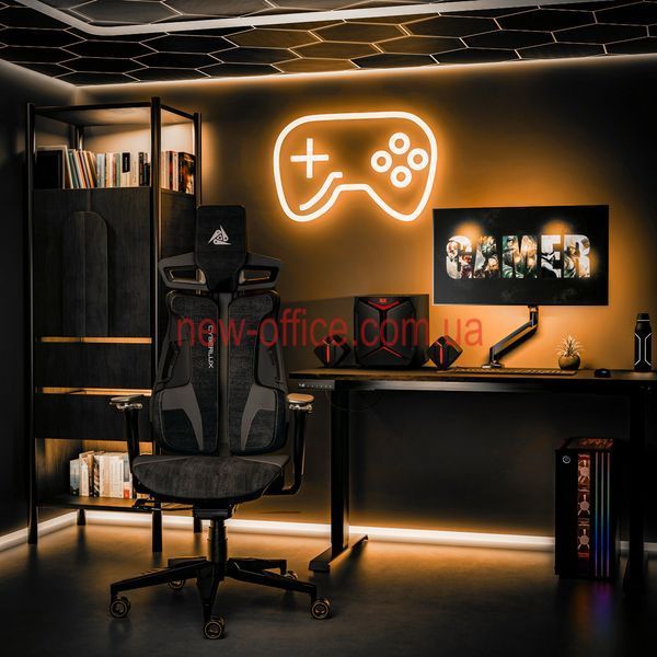 Крісло Cyberlux V10 Fabric Black Тканина-Екошкіра Чорна 600137 GM-V10 FB фото