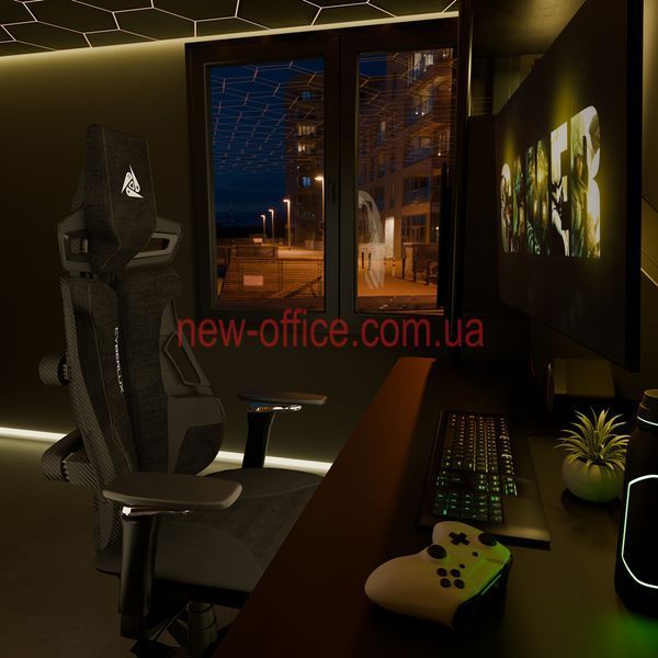 Крісло Cyberlux V10 Fabric Black Тканина-Екошкіра Чорна 600137 GM-V10 FB фото
