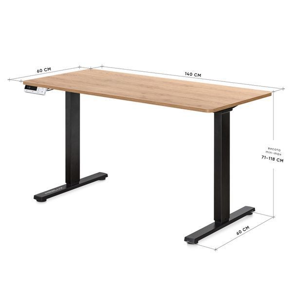 Стіл з електро регулюванням висоти Mealux PowerDesk EVO-242 Duo (1400*600) Mahogany 600203 EVO-242 Duo Mahogany/B фото