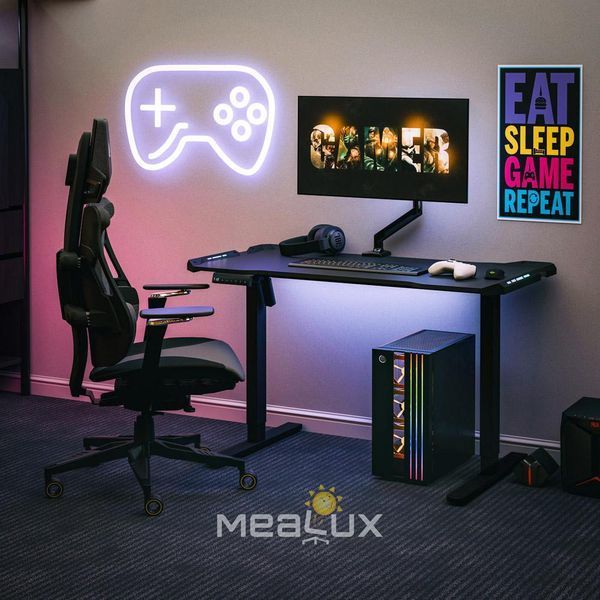 Стіл з електро регулюванням висоти Mealux PowerDesk Carbon RGB EVO-201 (1200*600) Black 600204 EVO-201 Carbon/B фото