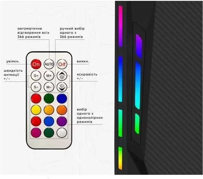 Стіл з електро регулюванням висоти Mealux PowerDesk Carbon RGB EVO-201 (1200*600) Black 600204 EVO-201 Carbon/B фото