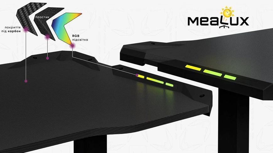 Стіл з електро регулюванням висоти Mealux PowerDesk Carbon RGB EVO-201 (1200*600) Black 600204 EVO-201 Carbon/B фото