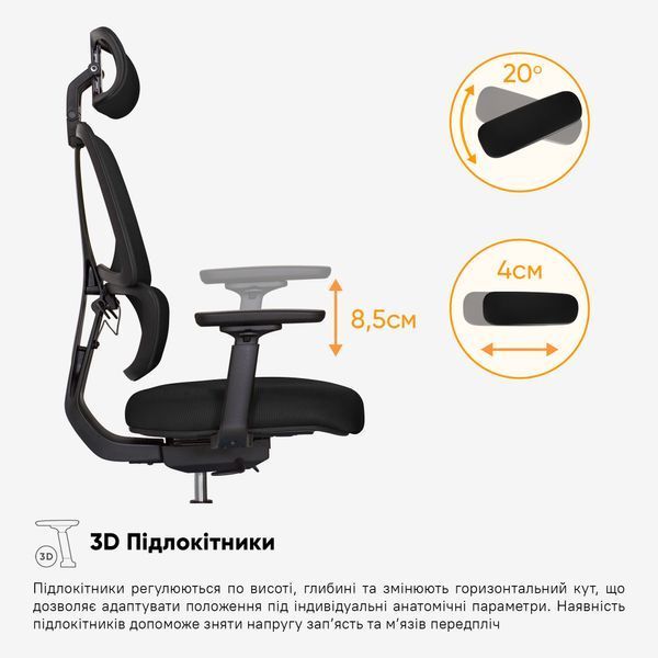 Крісло Mealux Leo Air Plus Black Сітка Чорна 600110 Y-546 KB фото