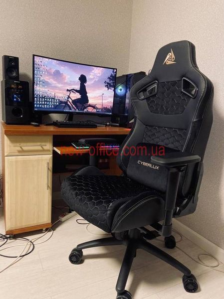 Крісло Cyberlux Apollo Black Тканина-Екошкіра Чорна 600131 GM-404 B фото