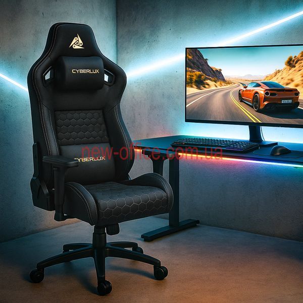 Крісло Cyberlux Apollo Black Тканина-Екошкіра Чорна 600131 GM-404 B фото