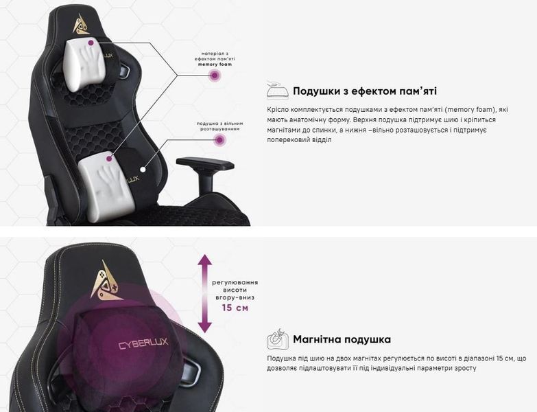 Крісло Cyberlux Apollo Black Тканина-Екошкіра Чорна 600131 GM-404 B фото Крісло Cyberlux Apollo Black Тканина-Екошкіра Чорна 600131 GM-404 B фото