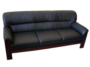 Диван офісний Елегант (Elegant) 3S (1940х800хН810) Шкіра чорна 1777 фото