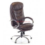 Крісло Валенcія Софт (Valensia Soft) Chrome MB Шкіра коричнева