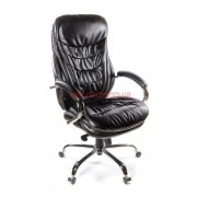 Крісло Валенcія Софт (Valensia Soft) Chrome MB Шкіра чорна