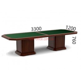 Стіл конференц Класика YFT-166 (3300*1200*Н760) Горіх лісний Шкіра зелена