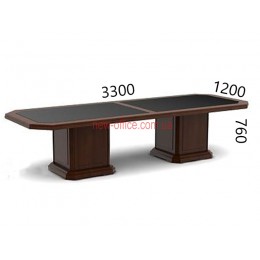 Стіл конференц Класика YFT-166 (3300*1200*Н760) Горіх лісний Шкіра чорна