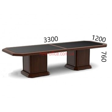Стіл конференц Класика YFT-166 (3300*1200*Н760) Горіх лісний Шкіра чорна