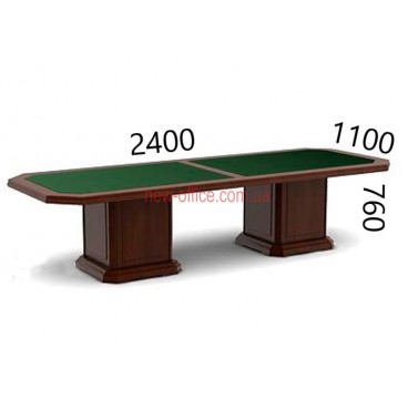 Стіл конференц Класика YFT-166 (2400*1100*Н760) Горіх лісний Шкіра зелена