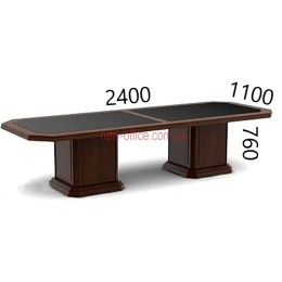 Стіл конференц Класика YFT-166 (2400*1100*Н760) Горіх лісний Шкіра чорна