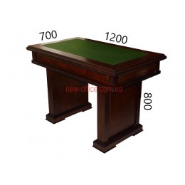 Стіл приставний Класика YDK-3050ВТ (1200*700*Н800) Горіх лісний Шкіра зелена