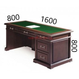 Стіл керівника однотумбовий Класика YDK-3050 (1600*800*Н800) Горіх лісний Шкіра зелена