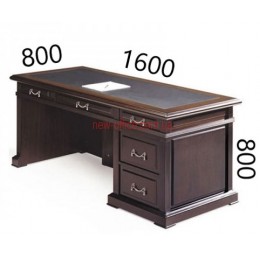 Стіл керівника однотумбовий Класика YDK-3050 (1600*800*Н800) Горіх лісний Шкіра чорна