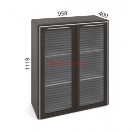Шафа зі склом низька Альянс МДФ 21/138 (958*400*Н1119) з обрамленням